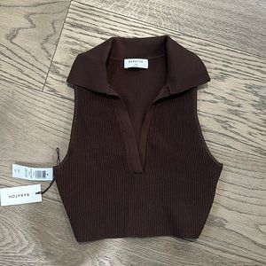 BABATON SCULPT KNIT POLO TOP 💗